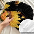 thumbnail image 4 of Full Size Fitted Sheet Set - Sunflower 3 Piece Bedding Sets 16" Deep Pocket Fitted Sheet with 2 Pillowcases Summer Bee Botanical Floral Black Brushed Microfiber Hotel Luxury Bed Sheets, 4 of 9