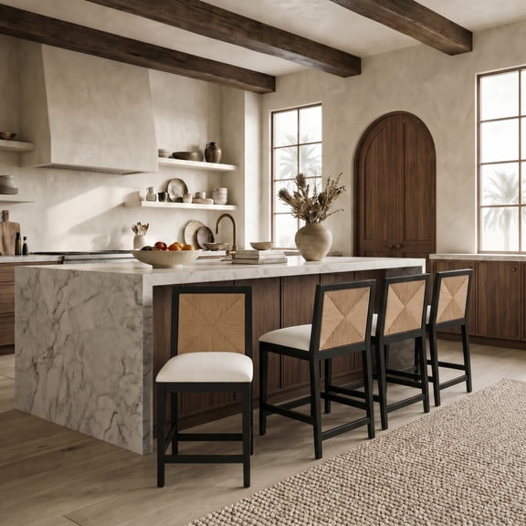 Safavieh Emilio Woven Modern Counter Stool, Black/Natural