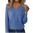 thumbnail image 2 of Winter Plus Size Fall Sweaters for Women Women's V Neck Cut Sweater With Buttons Soft Wool Knit Pullover Slim Fit Base Layer For Daily Wear, 2 of 4