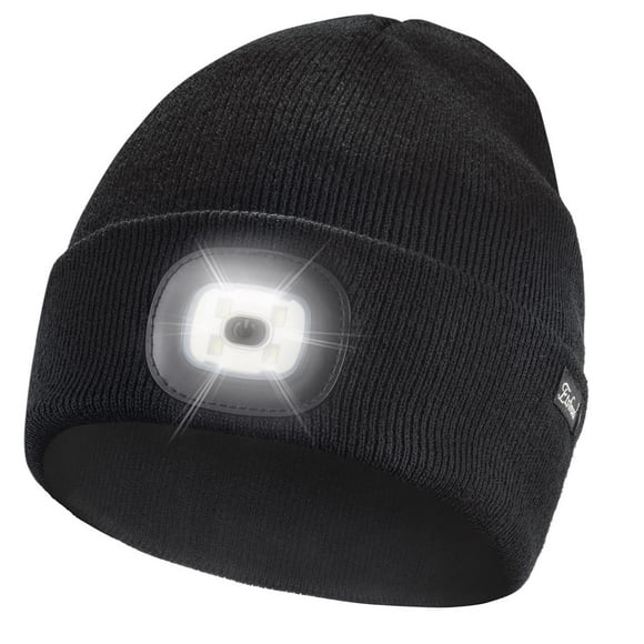 Gorro Etsfmoa con iluminación, unisex, recargable por USB, negro