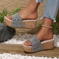 thumbnail image 3 of Rokment Leopard Platform Slip on Dress Sandals for Women Trendy Leather Studded Open Toe Chunky Wedge High Heels Beach Casual Comfortable Walking Slippers Vacation Silver Size 6.5, 3 of 7