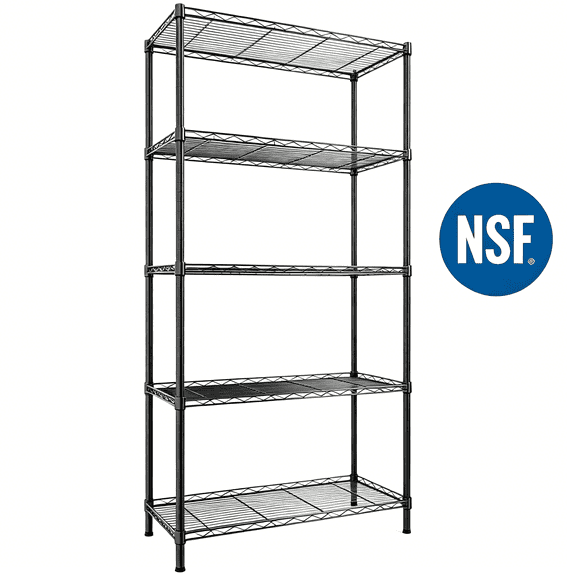 Ktaxon 5-Tier Wire Shelving Unit, Steel Storage Rack for Garage Office Kitchen Black, 30" W x 14" D x 60" H