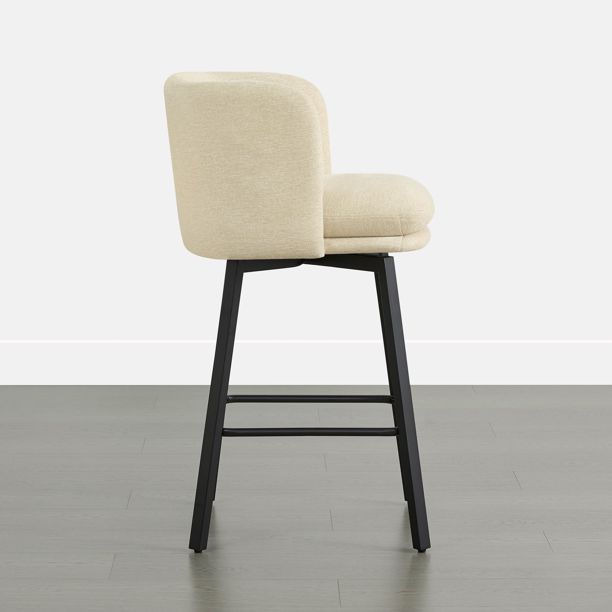 Spruce & Spring Modern Swivel Counter Stool with Barrel-Back Design and Upholstered Seat SandSet of 2, Sand
