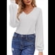 thumbnail image 2 of Blusa de Larga con Cuello en V para Mujer, Estilo Farol, Elegante, Informal, de Punto Acanalado, Corte Holgado, Otoño 2025 S, 2 of 8