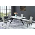 thumbnail image 3 of Milan Lex White Marbleized Ceramic Dining Table with Matte Black Steel Base, 3 of 9