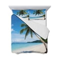 thumbnail image 7 of Coastal Tropical Full Size Down Alternative Comforter, Lightweight Comforter Quilt Bedding Set with Pillow Shams Blue Sky Coconut Tree Summer Beach All Seasons Bed Comforter Duvet Insert 78"x90", 7 of 7