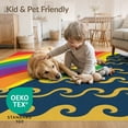thumbnail image 4 of ODIKA Doormat Diagonal Door Flow Wave Abstract Stripe Border Welcome Stain Resistant Low Profile for Dorm Room, Small Living Apartment, 4 of 7