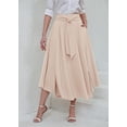 thumbnail image 4 of sicmoss Women's Apricot High Waisted Bohemian Maxi Skirt, Side Slit Flowy with Pockets, 4 of 8