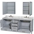 thumbnail image 2 of Wyndham Collection Sheffield 80" Metal Double Bathroom Vanity in Gray/White, 2 of 3