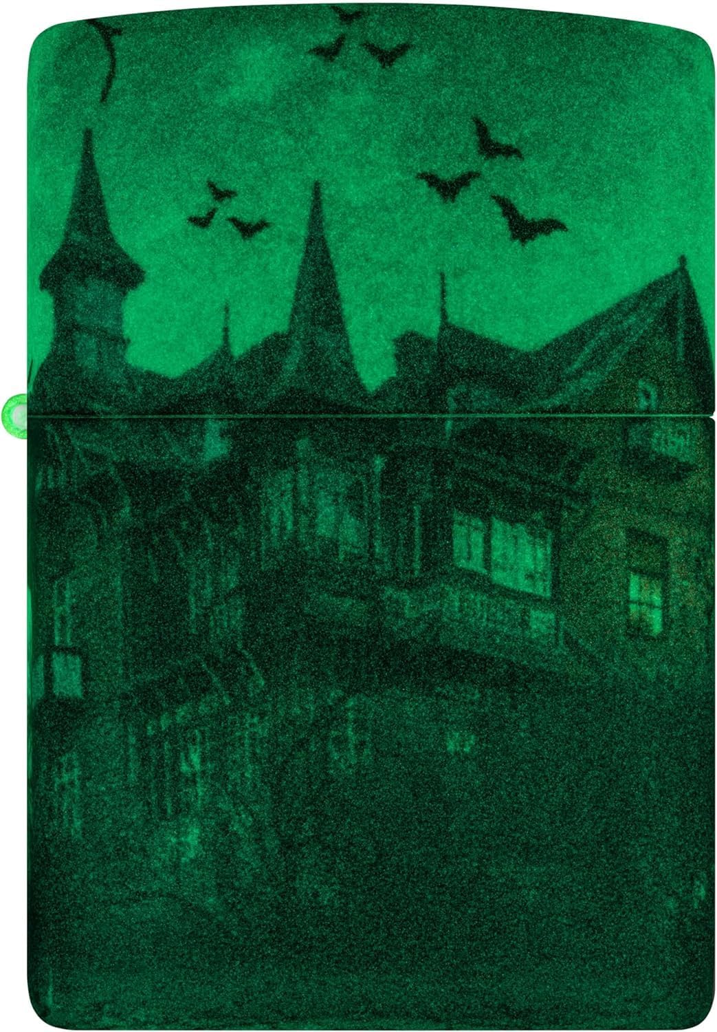 Zippo Lighter - Customized Message Haunted House - Glow-in-The-Dark Green 48922