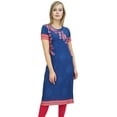 thumbnail image 3 of Bimba Women's Digital Printed Blue Kurti Tunic Rayon Designer Kurta Blouse-4, 3 of 5