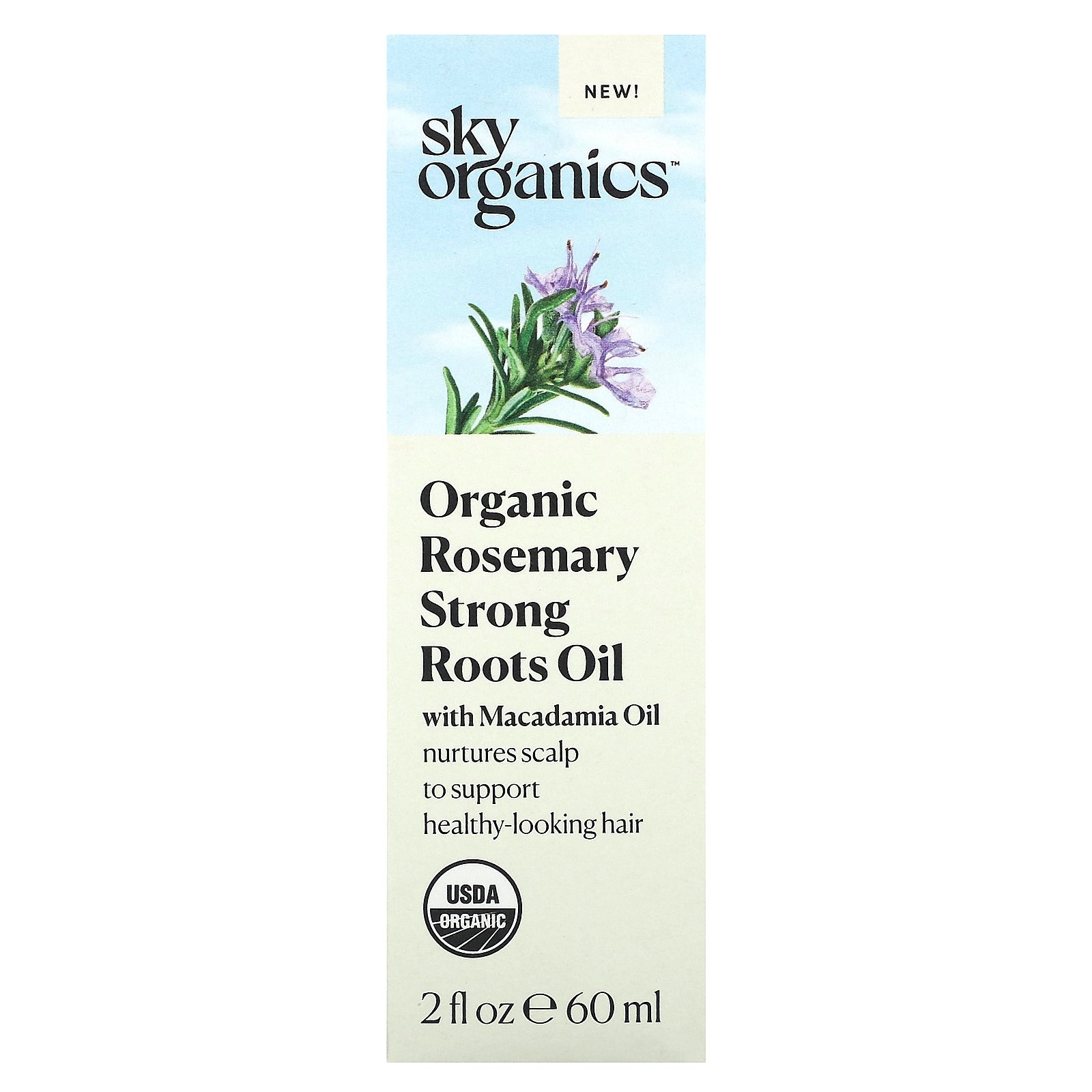 Organic Rosemary Strong Roots Oil with Macadamia Oil, 2 fl oz (60 ml), Sky Organics