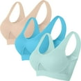 thumbnail image 1 of Pisexur 3PC Sports Bras for Women Breathable Full Coverage Bra Wireless Bras for Women Solid Color High Impact Everyday Bra Underwear Plus Size Bras S-5XL, 1 of 5