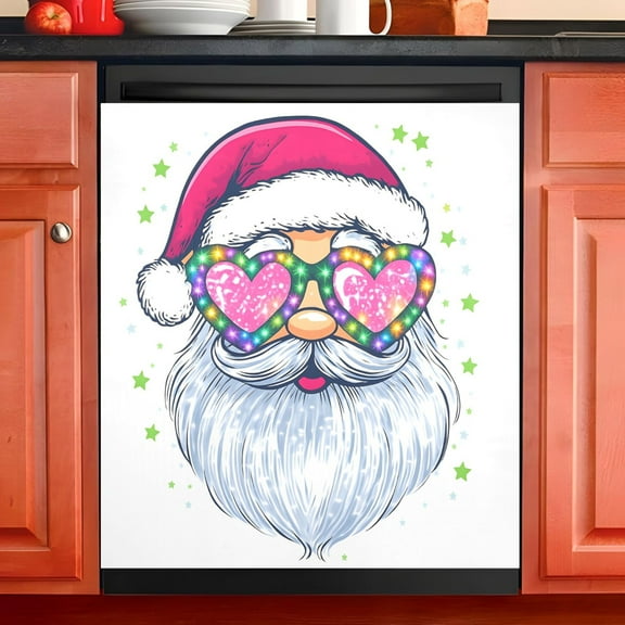 Ryvnso Cute Christmas Santa Claus Dishwasher Magnetic Refrigerator Magnet Cover Kitchen Home Decorative 23"x26"
