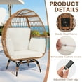 thumbnail image 5 of Skandiquip Oversized Rattan Adult Egg Chair, 360 Swivel, Outdoor Patio Chair with overstuffed Cushions, Indoor Large Wicker Egg Chair, Natural Rattan, Beige Cushion, 5 of 7