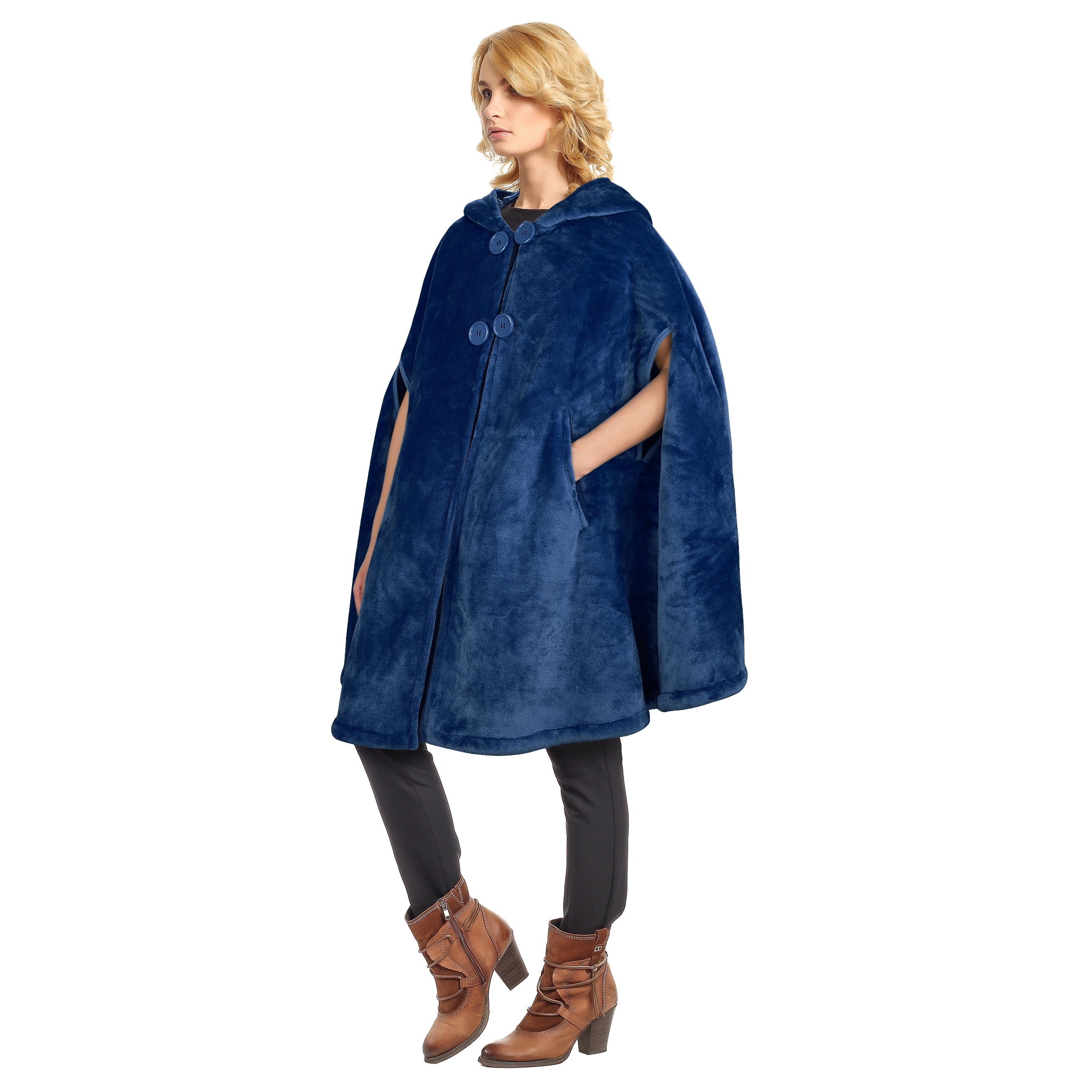 Women's Poncho Cape, Sherpa Fleece Cloak Coat, Snuggly Hooded Wearable Blanket, Gift Idea for Adults and Teen Girls