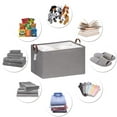 thumbnail image 4 of Hinwo 18.6 Gal./74.4 Qt./70.2 L Canvas Storage Bins, Rectangle Storage Baskets, Storage Cubes with Totes, Drawstring Closure, 22 x 15 x 13 Inches, 4-Pack, Grey, 4 of 6