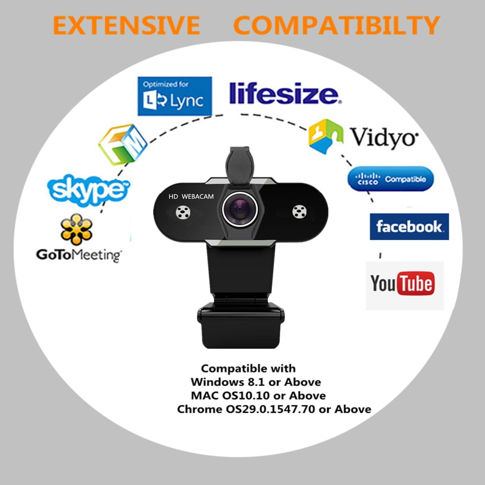 YouYeap Webcam with Microphone, 1080P HD Streaming Web Camera for Desktop Computer, PC USB Camera 110-Degree with Privacy Cover Mic for Video