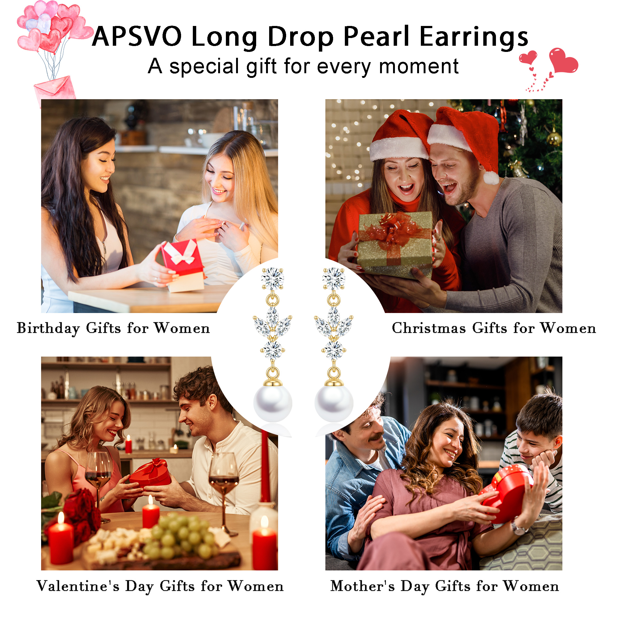 APSVO 18K Gold Plated Pearl Drop Earrings photo 8