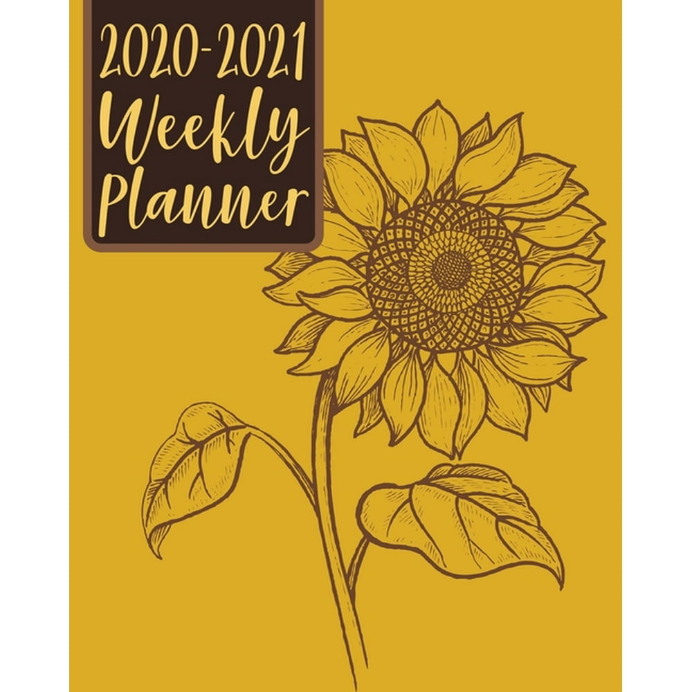 20202021 Weekly Planner Sketched Sunflower Cover Design Walmart