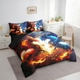 thumbnail image 3 of Feelyou Magic Dragon Twin Bedding Sets 7pcs, Ancient Wildlife Bedding Comforter Set, Ice and Fire Flame Sheet Sets, Kids Bedroom Decor, 3 of 8