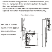 Cabinet Door Vertical Swing Lift Up Stay Pneumatic Arm Kitchen Mechanism Hinge