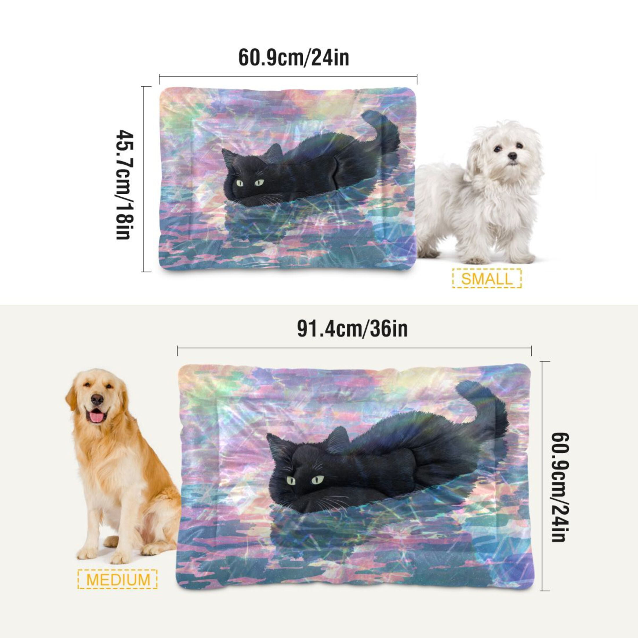 Cozy Mat Pet Bed Indoor Outdoor Warm Soft For Cat Dog Puppy(S/M) Black Cat Swimming