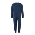 thumbnail image 4 of Genuiskids Men One Piece Pajamas Jumpsuit Soft Cozy Sleepwear Fall Nightwear Solid Color Long Sleeve Button Front Bodysuit Leisure Plain Home Loungewear, 4 of 9