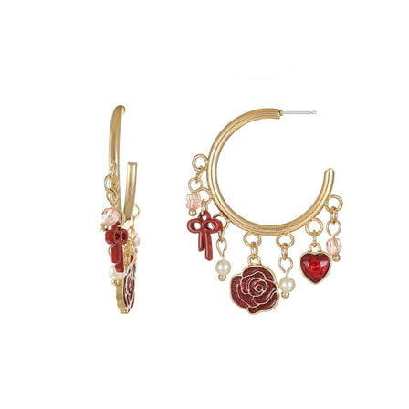 Way to Celebrate Valentine's Day Charm Hoop Earrings, 1 Pair