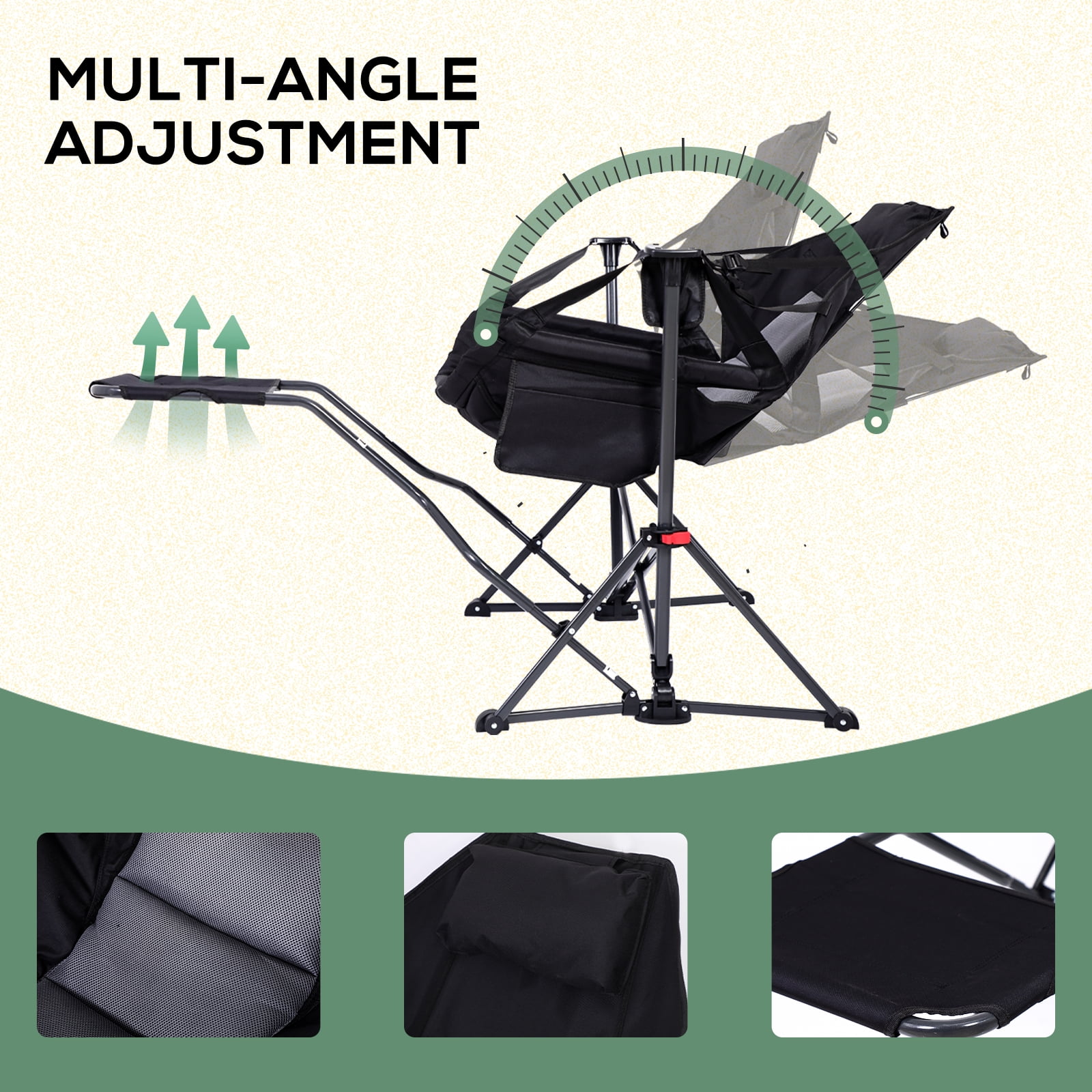 Nice C Hammock Camping Chair with Footrest, Steel, Black