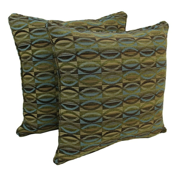 25-inch Double-corded Patterned Jacquard Chenille Square Floor Pillows with Inserts (Set of 2) - Earthen Waves