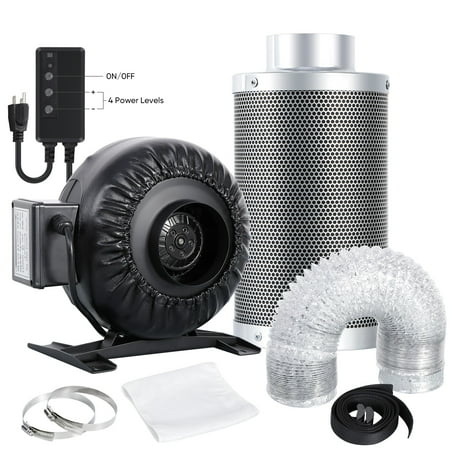 

ZENY 4 Inch Inline Duct Fan 276 CFM Speed Controller Carbon Filter and Ducting Combo