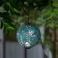thumbnail image 2 of Evergreen 8" Solar Hanging Mosaic Gazing Ball, Peacock- Fade and Weather Resistant Outdoor Decor, 2 of 3