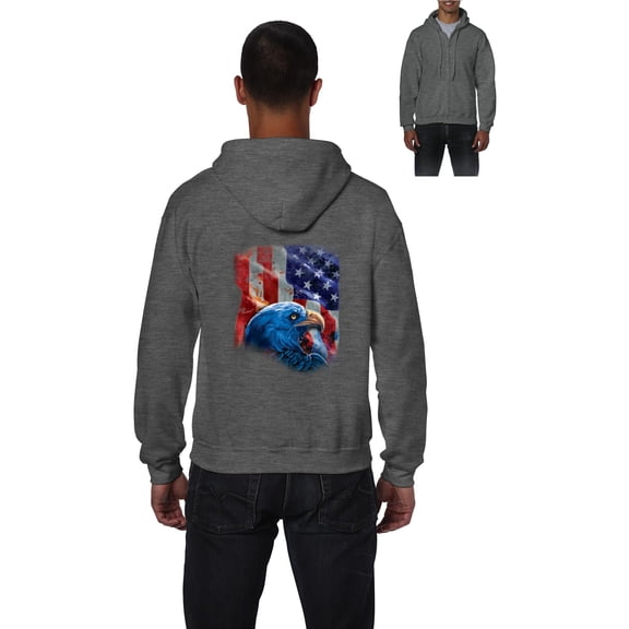 IWPF - Men's Sweatshirt Full-Zip Pullover - American Flag 4th of July