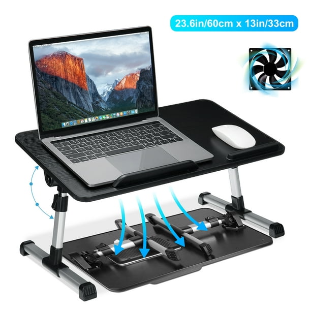Blot Wow faktum Laptop Desk for Bed,Adjustable with Cooling Fan, Bed Table Tray Laptop  Stand for Reading and Writing,Black - Walmart.com