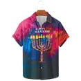 thumbnail image 1 of Wancir Chemises pour Hommes en Solde, Chemise Décontractée Imprimée Hanukkah à Manches Courtes, Boutonnée, Col à Revers, 1 of 5