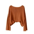 thumbnail image 4 of Tianiyouqing Women's Fuzzy Heathered Knit Sweaters 2025 Winter Oversized Pullover Jumper Tops Casual Long Sleeve Crew Neck Loose Fit Chunky Outwear Brown XL, 4 of 4
