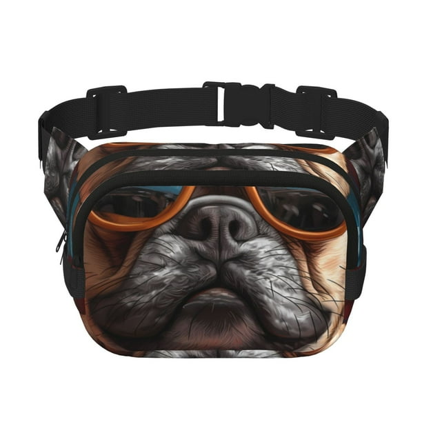 Disketp French Bulldog In Sunglasses Riñonera de Doble Capa, Bolsa de Cintura Ajustable para Viajes, Correr y Senderismo, Riñonera Ligera para Hombre y Mujer