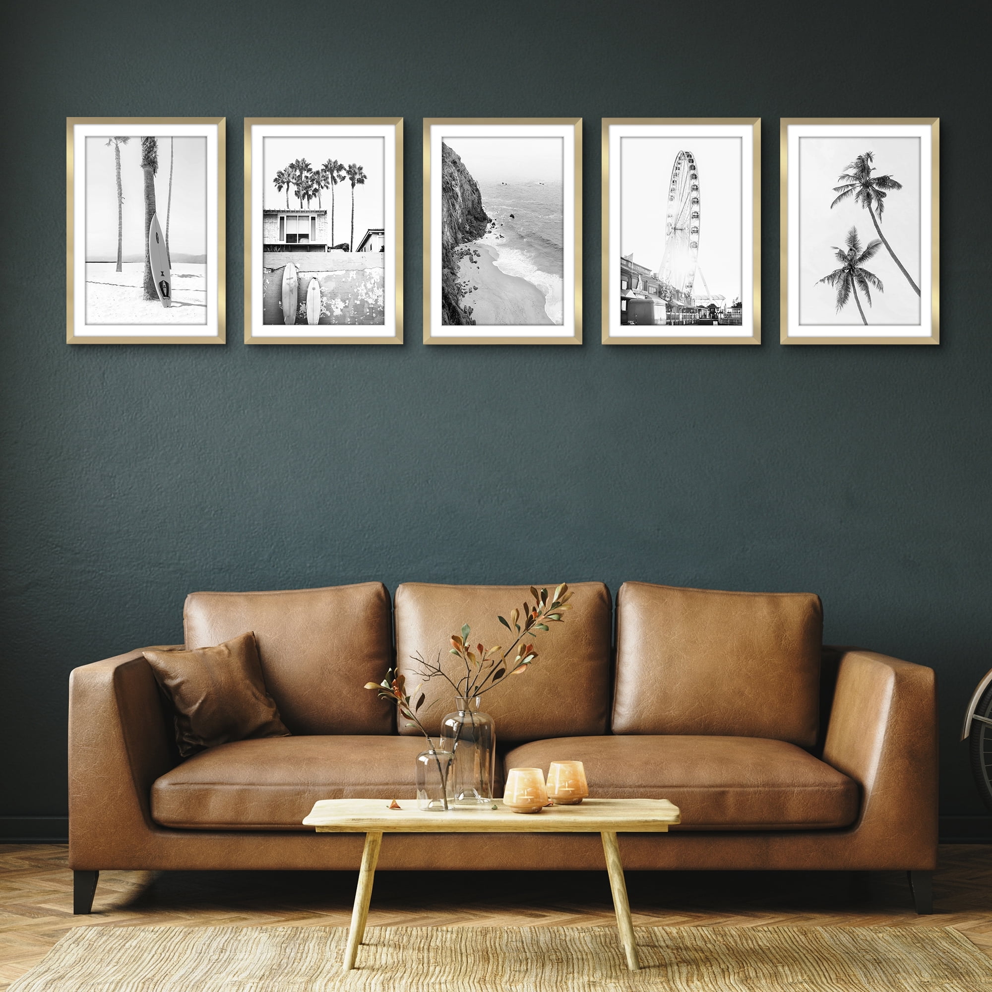 Americanflat 13x19 Picture Frame with Polished Plexiglass with 11x17 Mat 5 Pack Display Photo Galleria - Gold