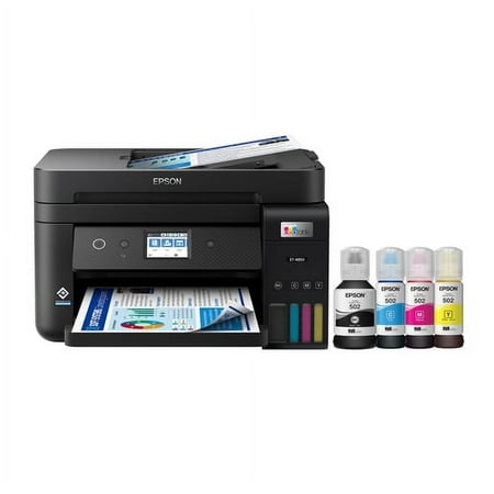 Epson EcoTank ET-4850 Wireless All-in-One Cartridge-Free Supertank Printer with Scanner, Copier, Fax, ADF and Ethernet ? The Perfect Printer for Your Office