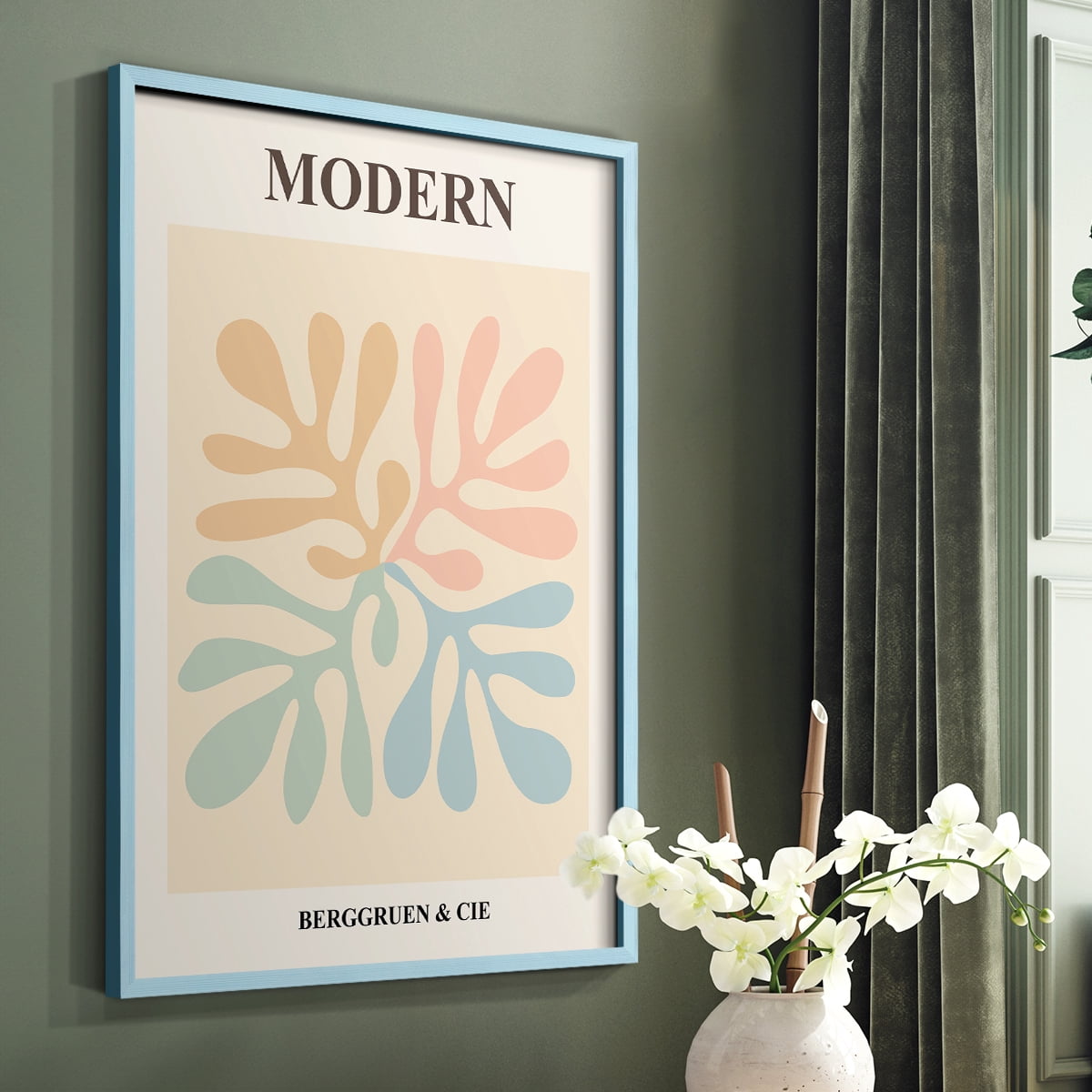 Matisse CXI Framed Print in Blue Solid Wood 11 x 14 Framed Print