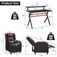 thumbnail image 3 of Costway Gaming Desk & Chair Set 48'' Computer Desk & Massage Recliner Chair Black + Red, 3 of 12