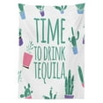 thumbnail image 3 of Ambesonne Tequila Tablecloth Rectangular Table Cover, Time to Drink Words Cactus, 52"x70", Sea Green Multicolor, 3 of 4
