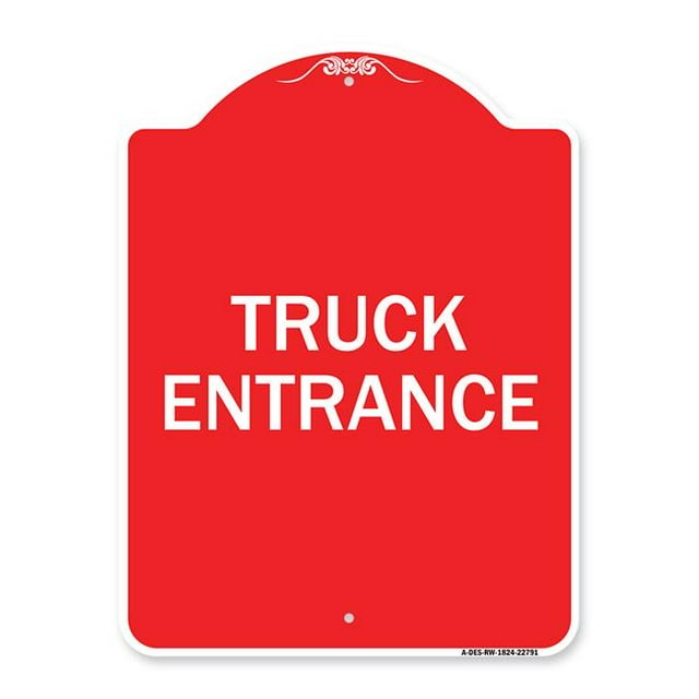 SignMission A-DES-RW-1824-22791 18 x 24 Po. Panneau de la Série Designer - Panneau d'Entrée de Circulation Camion Entrée, Rouge et Blanc