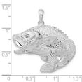 thumbnail image 3 of Auriga 925 Sterling Silver Rhodium-Plated Jumping Bass Fish Pendant for Women (L-34 mm, W-35 mm), 3 of 6