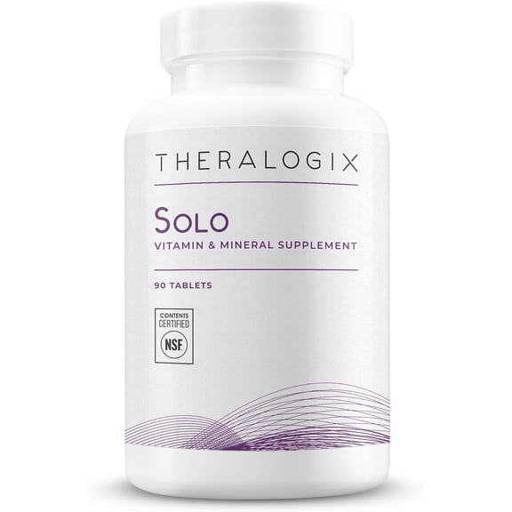 Theralogix Solo Multivitamin & Multimineral Supplement Without Iron - 90-Day Supply - Iron-Free Multivitamin - Support for Women & Men - Vitamin D3, Vitamin C & B Vitamins - NSF Certified - 90 Tablet