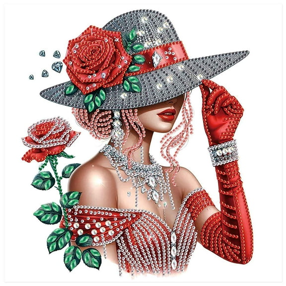 5D DIY Diamond Painting Kit Beautiful Rose Lady Special Shape Creative Diamond Craft Suitable for Home and Office Decor, Festive Gifts