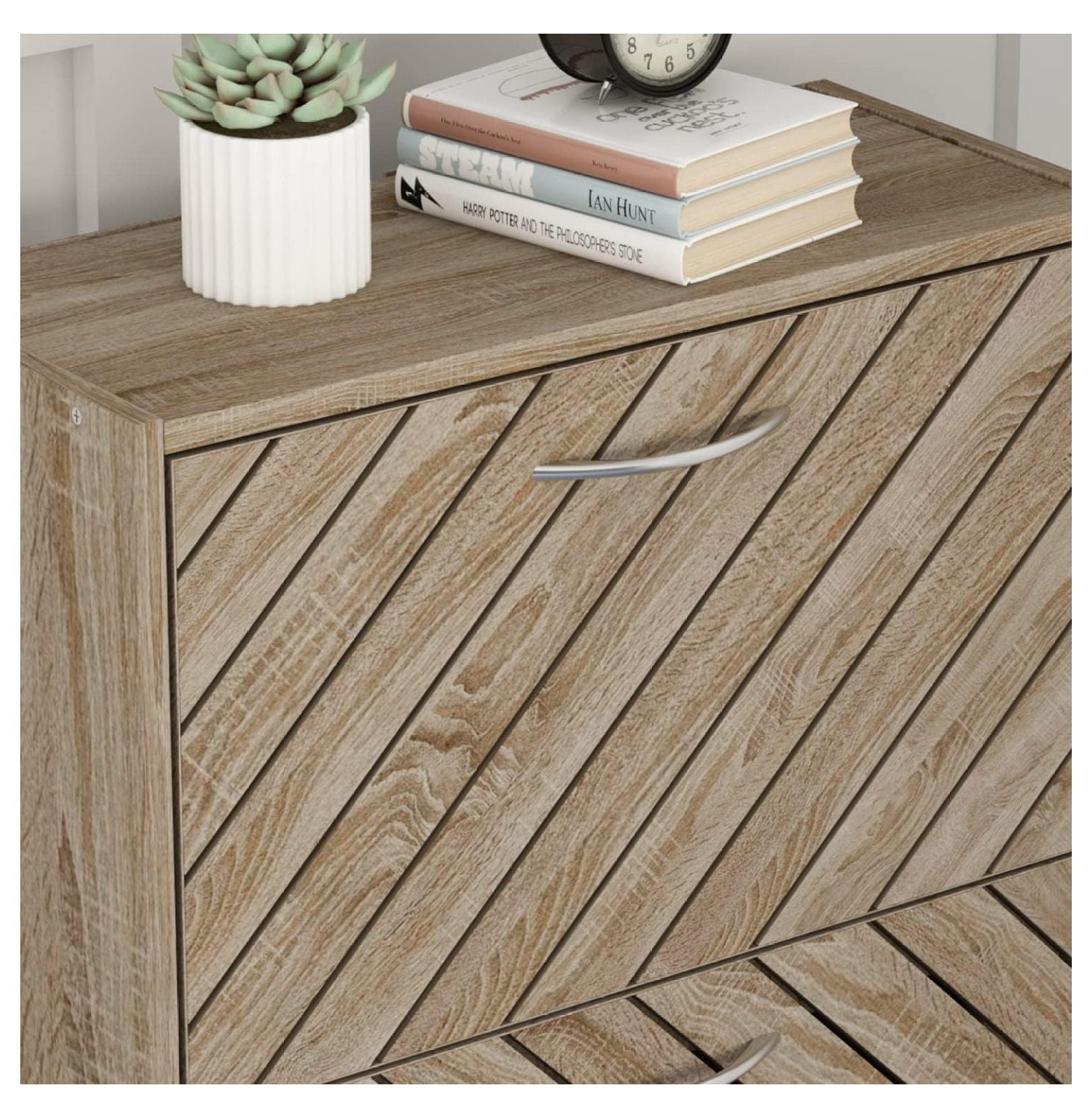 Modern Shoe Storage Cabinet with 3 Drawers & Twill Louver Doors, Wood 3-Tier Shoe Rack Storage Organizer for Entryway, Hallway & Bedroom, Brown (22.4”L x 9.4”W x 42.3”H)