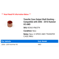 thumbnail image 2 of Transfer Case Output Shaft Bushing - Compatible with 2006 - 2010 Hummer H3 AWD 2007 2008 2009, 2 of 2