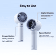 thumbnail image 3 of JISULIFE Portable Handheld Fan, Powerful Turbo Mini Fan [28Hrs Max Cooling], Digital Display, 5-Speed, 5000mAh USB Rechargeable for Travel, Summer, Gifts for Women Men, 3 of 7
